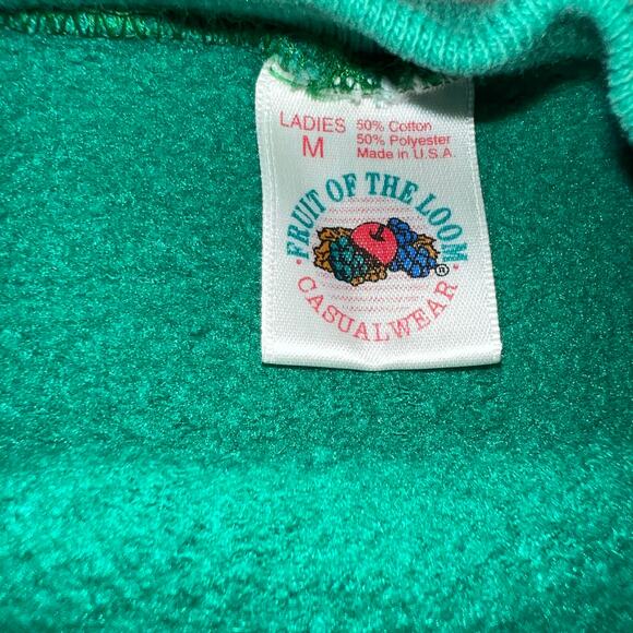 Vintage Fruit of the Loom Green Christmas Tis the Season santa sweatshirt size m - Picture 5 of 6